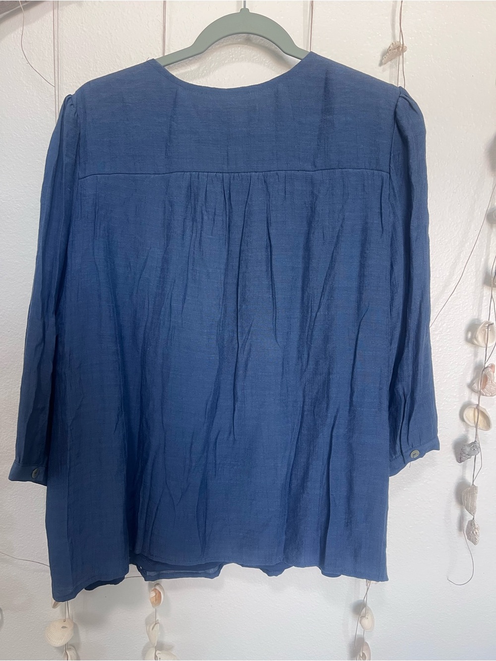 Harper 241 NWT Blue Lace Yoke Long Sleeve Blouse Petite XL - Picture 7 of 8